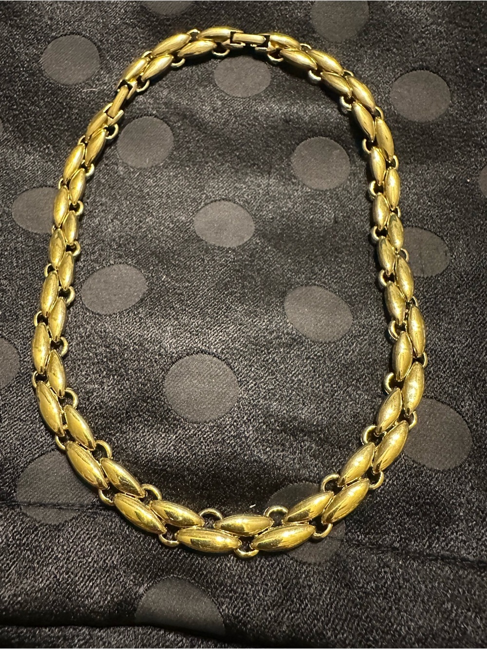 Vintage O.S. Gold Tone Marquise Link Necklace 18" Statement Chain